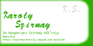 karoly szirmay business card